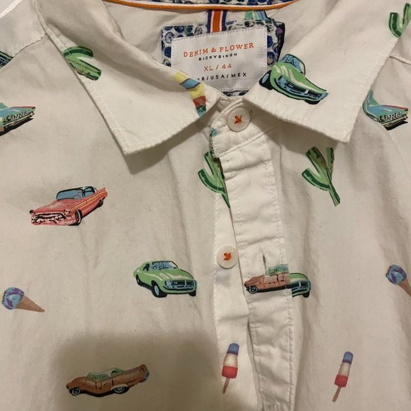 Denim and Flower Button Up - Picture 2 of 2